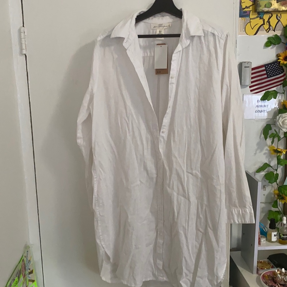 L.O.G.G. Linen Long Sleeve White Button Up